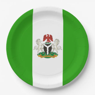 Nigeria flag-coat of arms    paper plates