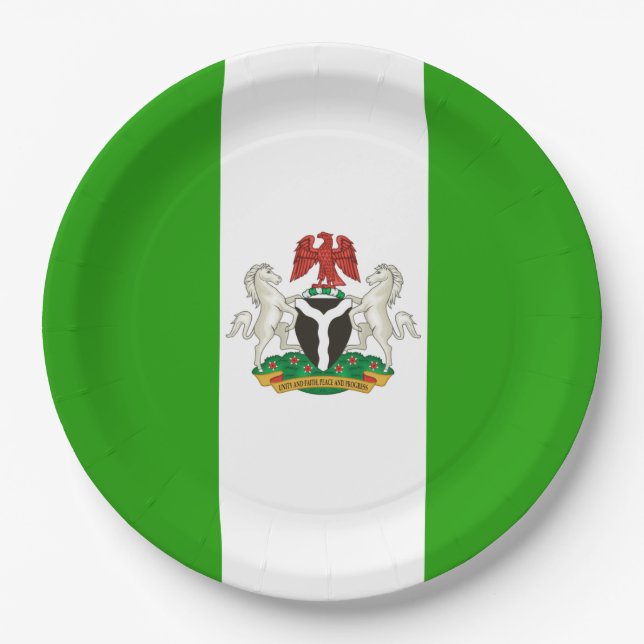 Nigeria flag-coat of arms    paper plates (Front)