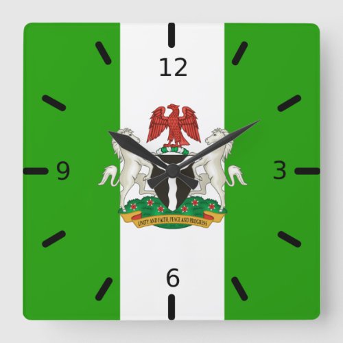Nigeria flag_coat of arms   square wall clock