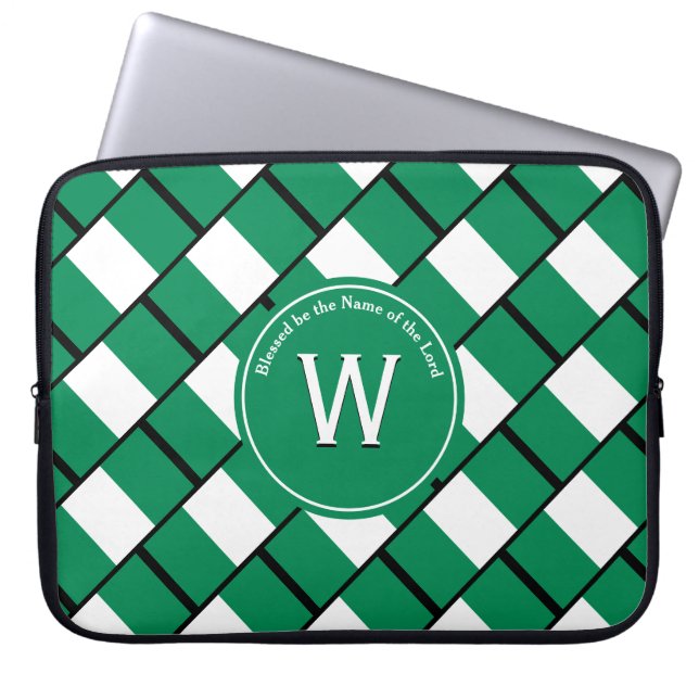 NIGERIA FLAG Customized Monogram BLACK Laptop Sleeve (Front)