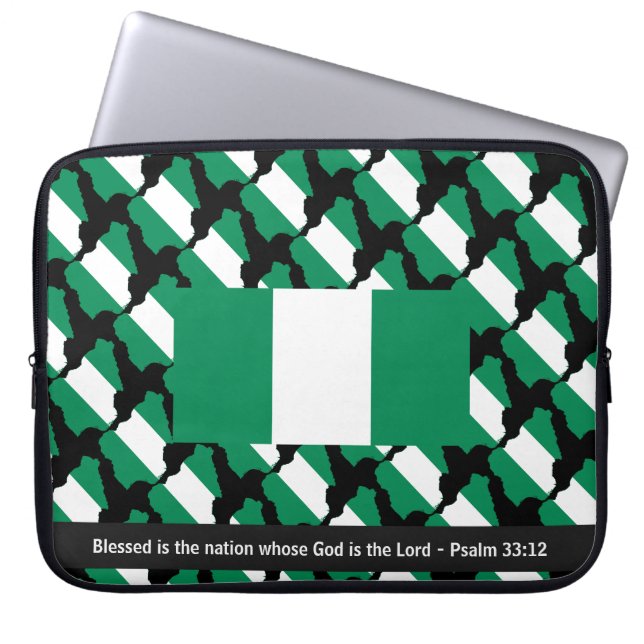 NIGERIA FLAG Customized Scripture Nigerian Laptop Laptop Sleeve (Front)