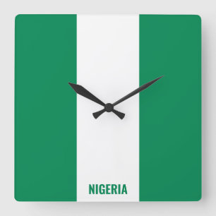 Nigeria Flag Dazzling Patriotic Square Wall Clock