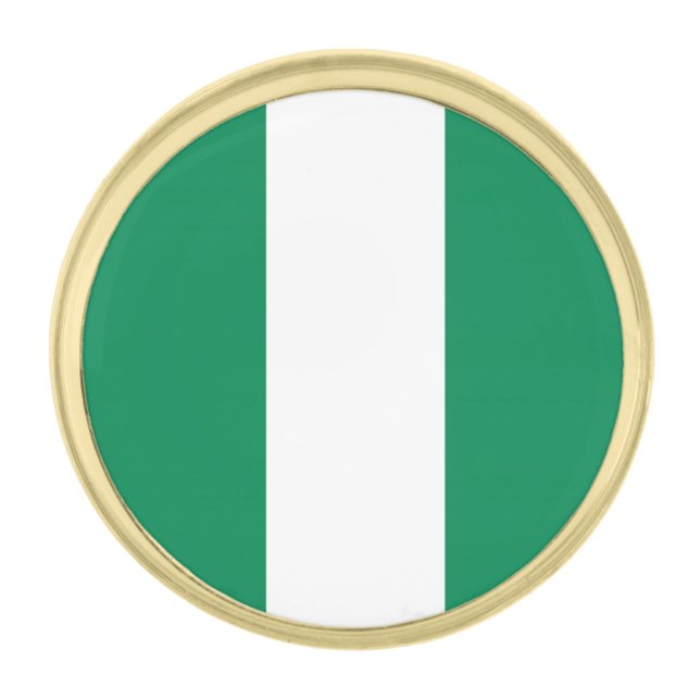 Nigeria Flag Gold Finish Lapel Pin (Front)