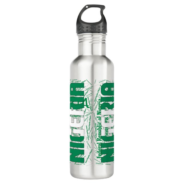 Nigeria Flag Gorgeous Patriotic Stainless Steel Water Bottle (Front)
