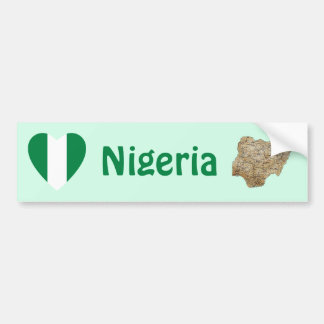 Nigeria Flag Heart + Map Bumper Sticker