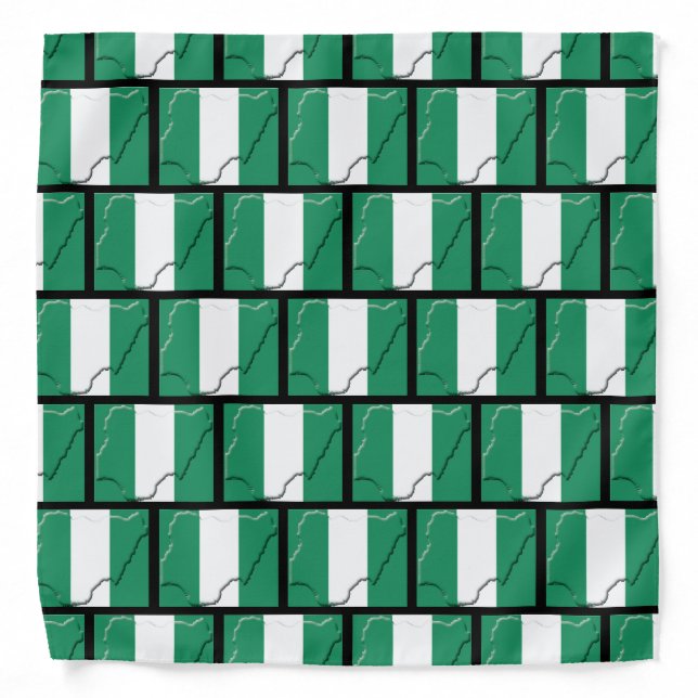 NIGERIA Flag Map Black Bandana (Front)