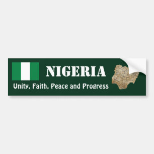 Nigeria Flag + Map Bumper Sticker
