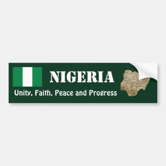 Nigeria Flag + Map Bumper Sticker