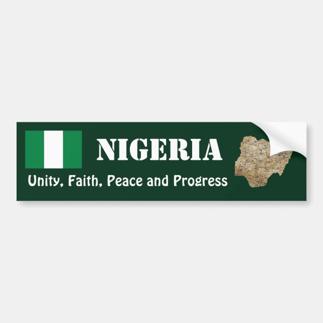 Nigeria Flag + Map Bumper Sticker (Front)