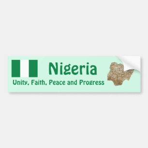 Nigeria Flag + Map Bumper Sticker