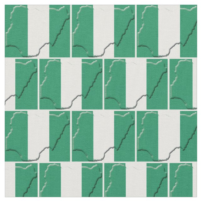NIGERIA FLAG Map Outline Fabric (Close Up)