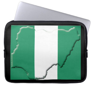 NIGERIA Flag Map Patriotic Computer BLACK Laptop Sleeve