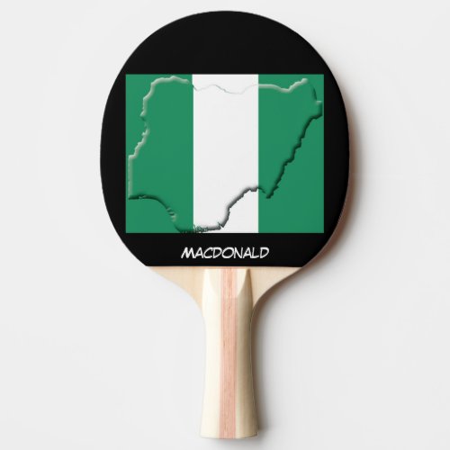 NIGERIA FLAG  MAP Personalized BLACK Ping Pong Paddle