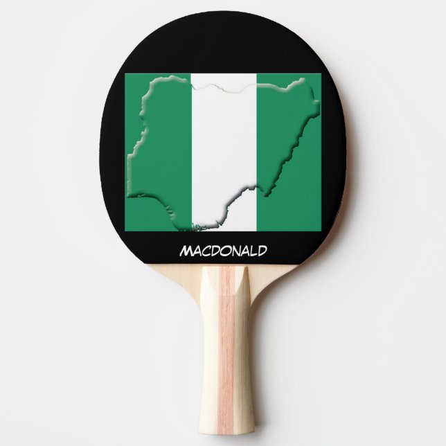 NIGERIA FLAG & MAP Personalized BLACK Ping Pong Paddle (Front)