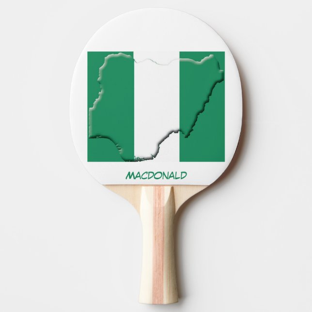 NIGERIA FLAG & MAP Personalized Ping Pong Paddle (Front)
