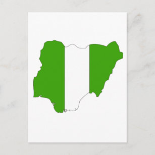 Nigeria flag map postcard