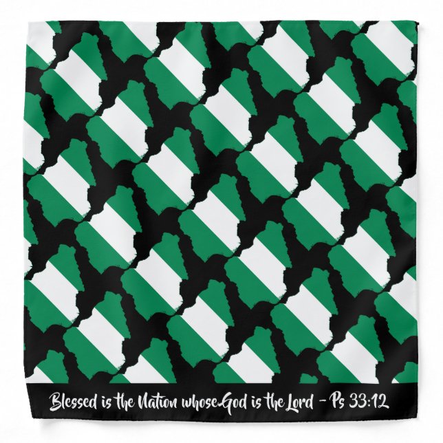 NIGERIA FLAG Neckerchief Cravat Blessed Nation Bandana (Front)