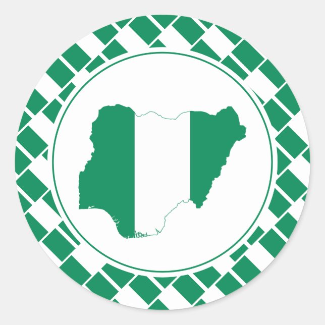 NIGERIA FLAG Nigerian Map Stylish Patriotic Classic Round Sticker (Front)