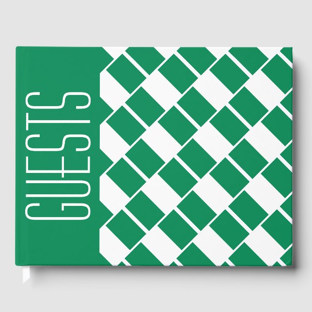 NIGERIA FLAG Patriotic Customized GREEN Nigerian Guest Book (Front)