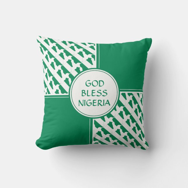 NIGERIA Flag Patriotic Nigerian Naija Throw Pillow (Front)