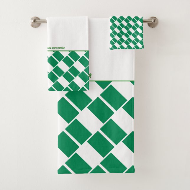 NIGERIA FLAG Personalized Scripture WHITE Bath Towel Set (Insitu)