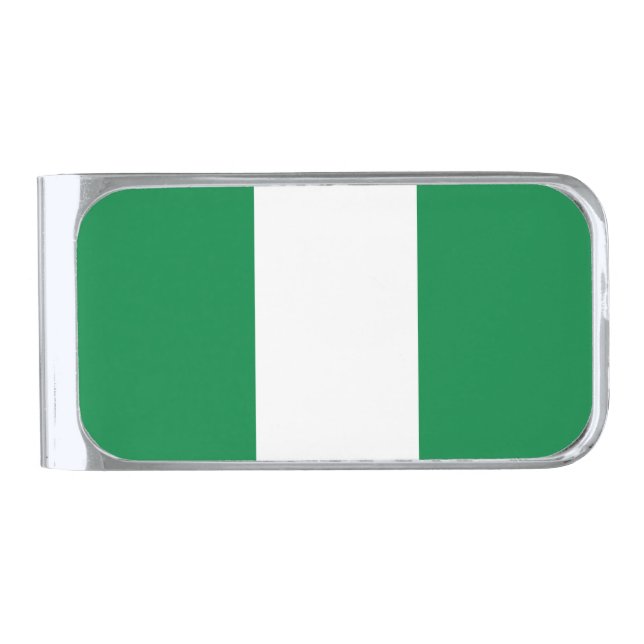Nigeria flag silver finish money clip (Front)