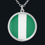 Nigeria Flag Silver Plated Necklace<br><div class="desc">Patriotic flag of Nigeria.</div>