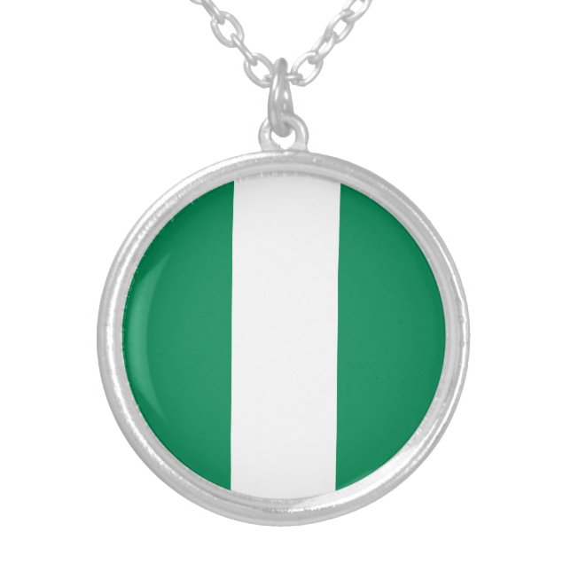 Nigeria Flag Silver Plated Necklace (Front)