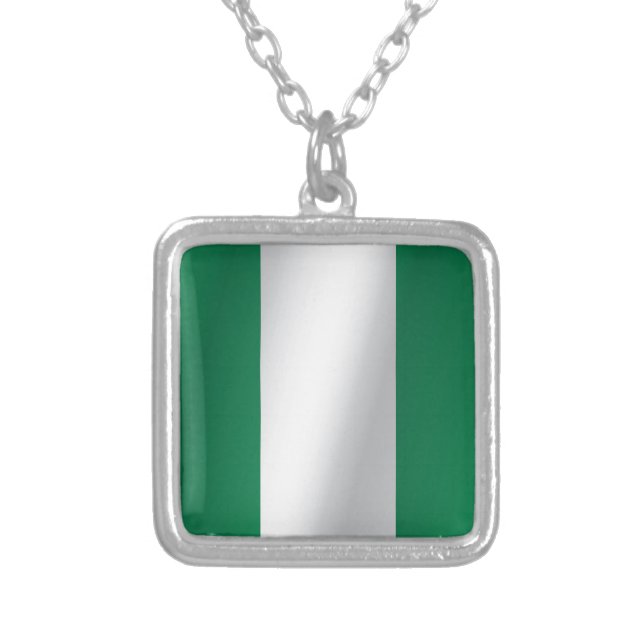 Nigeria flag silver plated necklace (Front)