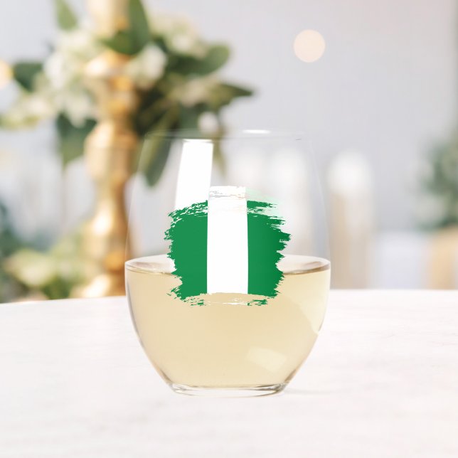 Nigeria flag stemless wine glass (Insitu (Wedding))