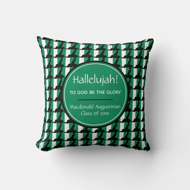 NIGERIA Graduate Custom HALLELUJAH Keepsake GREEN Throw Pillow (Front)