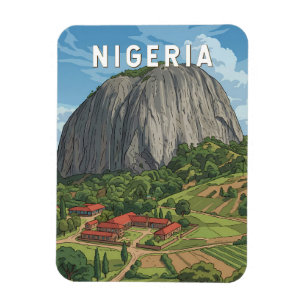 Nigeria Illustration Travel Art Vintage Magnet