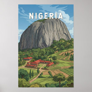 Nigeria Illustration Travel Art Vintage Poster