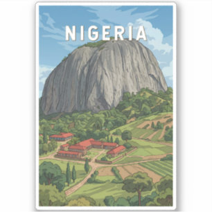 Nigeria Illustration Travel Art Vintage Sticker