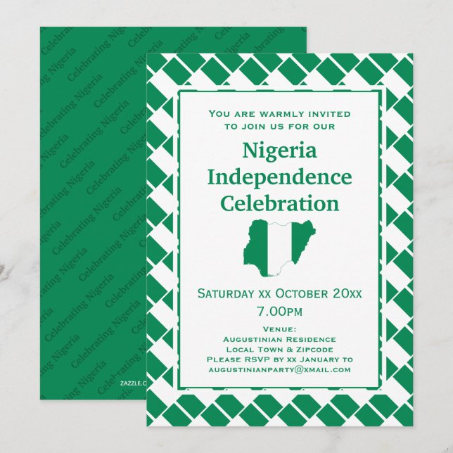 NIGERIA INDEPENDENCE CELEBRATION Nigerian Flag Invitation (Front/Back)