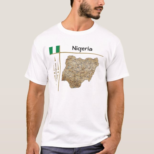 Nigeria Map + Flag + Title T-Shirt (Front)
