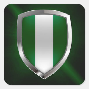 Nigeria Metallic Emblem Square Sticker