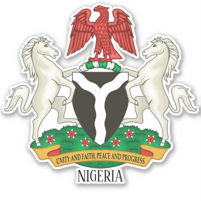 Nigeria National Coat Of Arms Patriotic Sticker (Front)