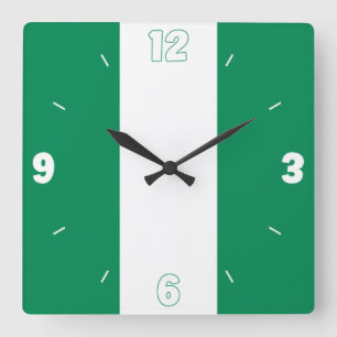 Nigeria National Flag Patriotic Square Wall Clock