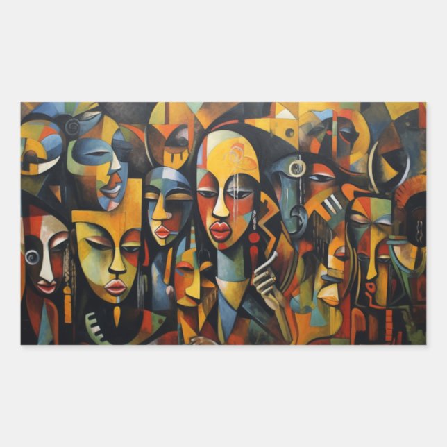 Nigeria, Nigerian Abstract Art, African Art Rectangular Sticker (Front)