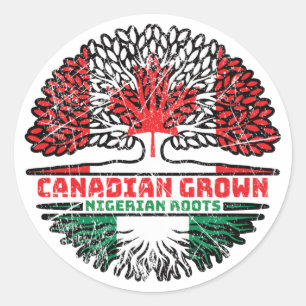 Nigeria Nigerian Canadian Canada Tree Roots Flag Classic Round Sticker