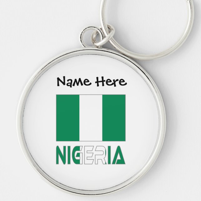 Nigeria Nigerian Flag Black Personalization  Keychain (Front)