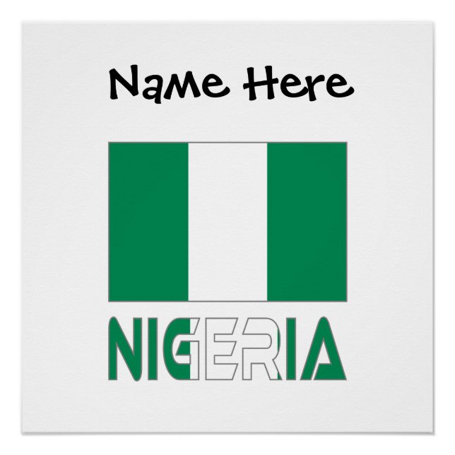 Nigeria Nigerian Flag Black Personalization  Poster (Front)