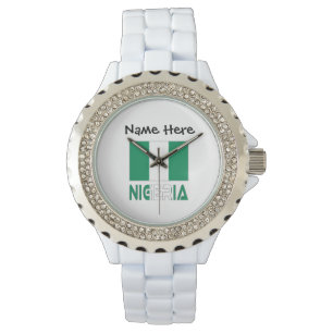 Nigeria Nigerian Flag Black Personalization  Watch