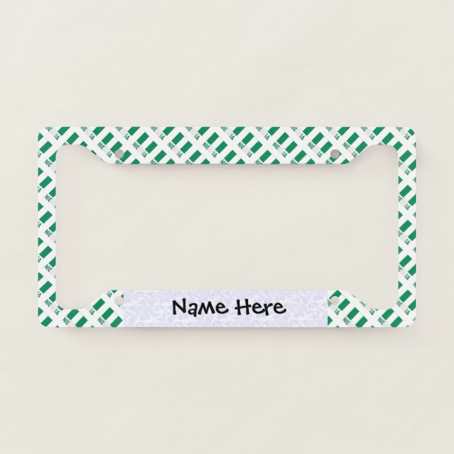 Nigeria Nigerian Flag Tiled Black Personalization  License Plate Frame (Front)