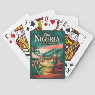 Nigeria Painterly Illustration Travel Art Vintage Poker Cards