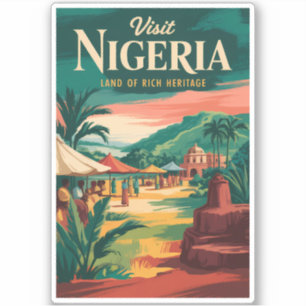 Nigeria Painterly Illustration Travel Art Vintage Sticker