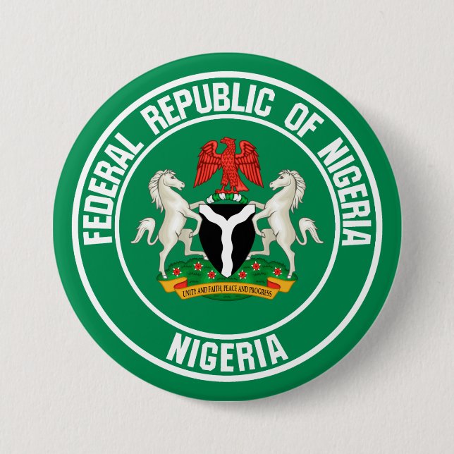 Nigeria Round Emblem Button (Front)