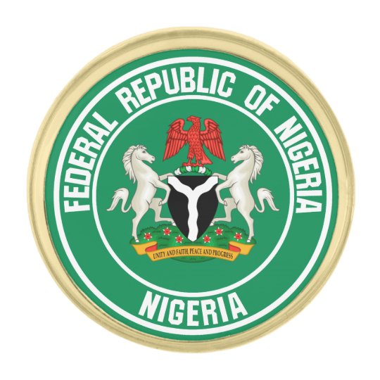 Nigeria Round Emblem Gold Finish Lapel Pin