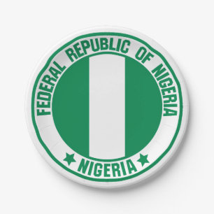 Nigeria Round Emblem Paper Plates